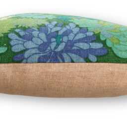 Slub Linen Floral Vintage Cushion Cover, Olive Lilac Petrol, Mid Century Cushion, Retro Home, Rustic Pillow - thumbnail 3