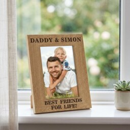Personalised Wooden Photo Frame - Custom Engraved Daddy & Child Gift Best Friends For Life - thumbnail 4