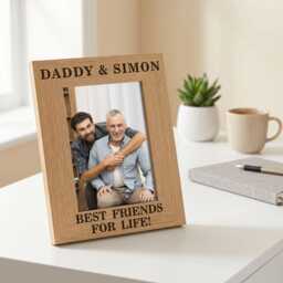 Personalised Wooden Photo Frame - Custom Engraved Daddy & Child Gift Best Friends For Life