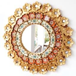 "Peruvian Mirrors ""Pink Orange 40cm" - thumbnail 1