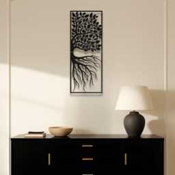 Metal Tree Wall Art - Vertical Decor For Living Room Large Art, Hanging Indoor & Outdoor - thumbnail 3