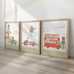 Transport Nursery Wall Art - Vehicle Prints Set Optional Frame Boys Bedroom Decor, Gift For Kid Room, Playroom Posters - thumbnail 2