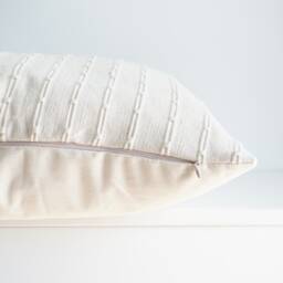 Handwoven Undyed Cotton Pillow Cover - Natural Organic Fabric Minimalist Neutral Lumbar Artisan Handmade Decor - thumbnail 3