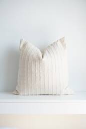 Handwoven Undyed Cotton Pillow Cover - Natural Organic Fabric Minimalist Neutral Lumbar Artisan Handmade Decor - thumbnail 1
