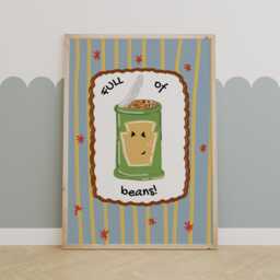 Full Of Beans - Bright Boys Room Toddler Poster Playroom Print Modern Toddler Decor - thumbnail 1