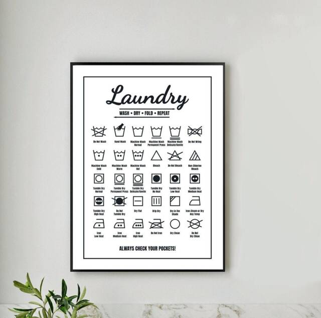 Laundry Symbol Print, Wall Prints, Washing Utility Room Decor, Bathroom Quote Cloakroom, Decor - image 1