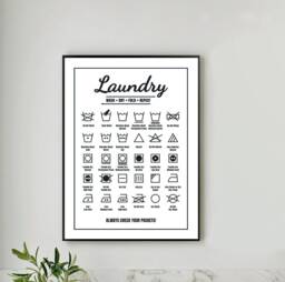 Laundry Symbol Print, Wall Prints, Washing Utility Room Decor, Bathroom Quote Cloakroom, Decor - thumbnail 1