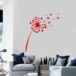 Wall Vinyl Decal Dandelions Flowers & Seeds Shaped Like Hearts Puffball Ornament Modern Home Decor - #1124Da - thumbnail 3