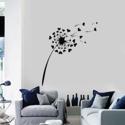 Wall Vinyl Decal Dandelions Flowers & Seeds Shaped Like Hearts Puffball Ornament Modern Home Decor - #1124Da - thumbnail 2