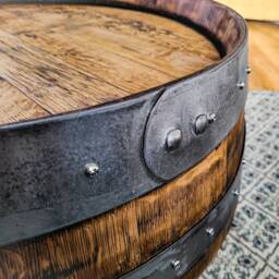 Whisky Barrel Coffee Table, Reclaimed Scottish Oak With Hairpin Legs, Handmade, Industrial Farmhouse - thumbnail 4