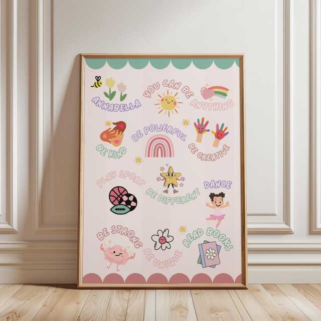 Girls Room Positive Print, You Can Be Anything Nursery Decor, Cute Quote Print Gender Neutral Kids Decor - image 1