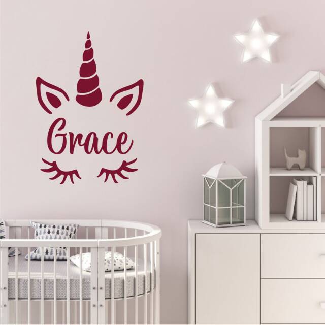 Unicorn Name - Personalisable Removable Vinyl Bedroom Nursery Kids Wall Decal Stickers Home Decor Art 24 Colours Available - image 1
