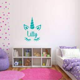 Unicorn Name - Personalisable Removable Vinyl Bedroom Nursery Kids Wall Decal Stickers Home Decor Art 24 Colours Available - thumbnail 3