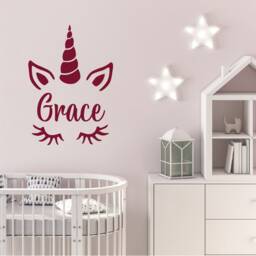 Unicorn Name - Personalisable Removable Vinyl Bedroom Nursery Kids Wall Decal Stickers Home Decor Art 24 Colours Available - thumbnail 1