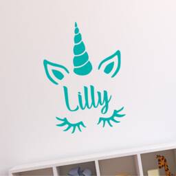 Unicorn Name - Personalisable Removable Vinyl Bedroom Nursery Kids Wall Decal Stickers Home Decor Art 24 Colours Available - thumbnail 2