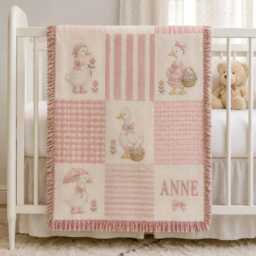 Personalized Goose Woven Blanket, Custom Name Baby Nursery Decor, Blanket