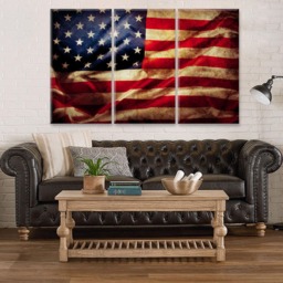 Us Flag Canvas Wall Art, Decor, Large Framed Home Office Decor From United States, Game Room - thumbnail 2