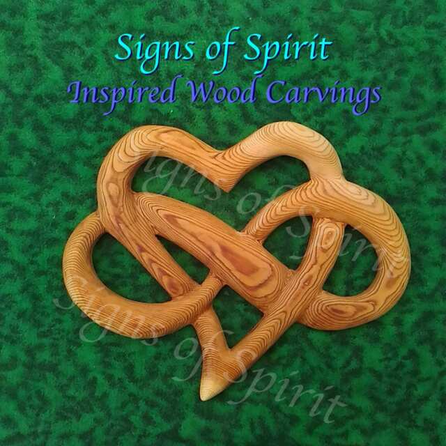 Heart Of Infinite Love Wood Carved & Infinity Ribbon Intertwined Engagement Wedding Anniversary Offering Symbol Wall Art - image 1