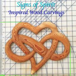 Heart Of Infinite Love Wood Carved & Infinity Ribbon Intertwined Engagement Wedding Anniversary Offering Symbol Wall Art - thumbnail 3
