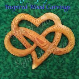 Heart Of Infinite Love Wood Carved & Infinity Ribbon Intertwined Engagement Wedding Anniversary Offering Symbol Wall Art - thumbnail 4