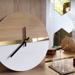 Wall Clock Wooden Gold Mirror New 33, 5cm/13, 19 - thumbnail 2