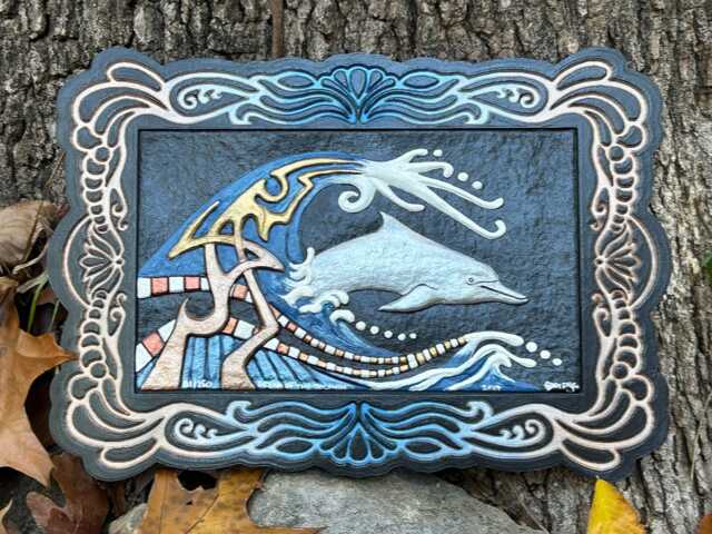 Dream Of The Dolphin - Cast Paper Water Porpoise Wall Art Marine Life - image 1