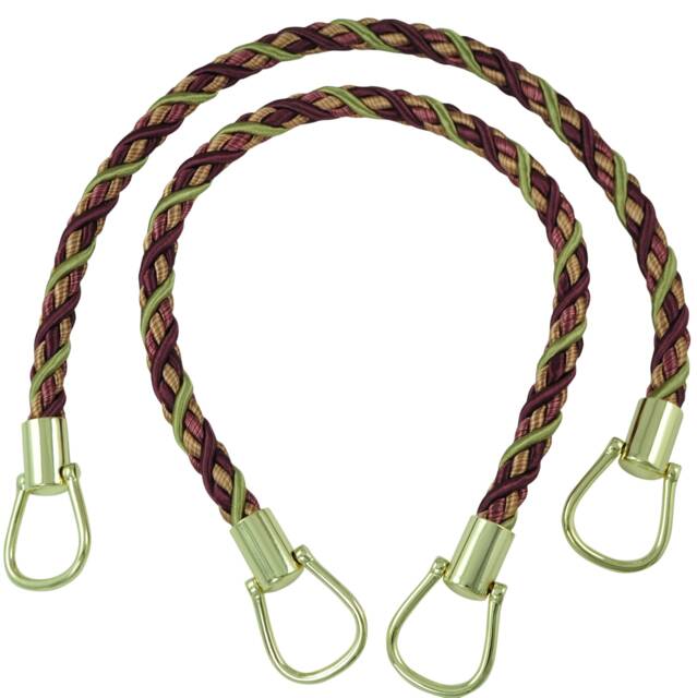 "Pair Of Elegant Plum Olive Green Curtain & Drapery Rope Tiebacks, 18"" Long, Approx. 1/2" - image 1