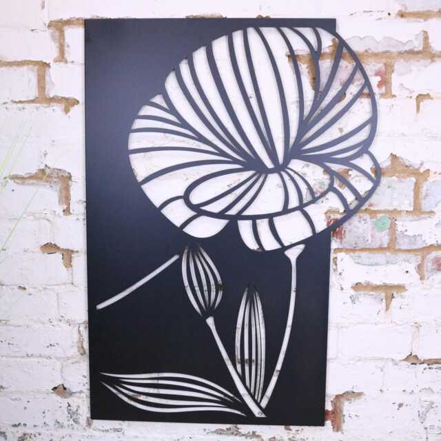 Yuveta Metal Black Wall Art Poppy Design - image 1