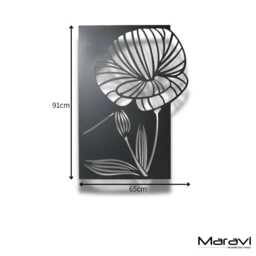 Yuveta Metal Black Wall Art Poppy Design - thumbnail 4