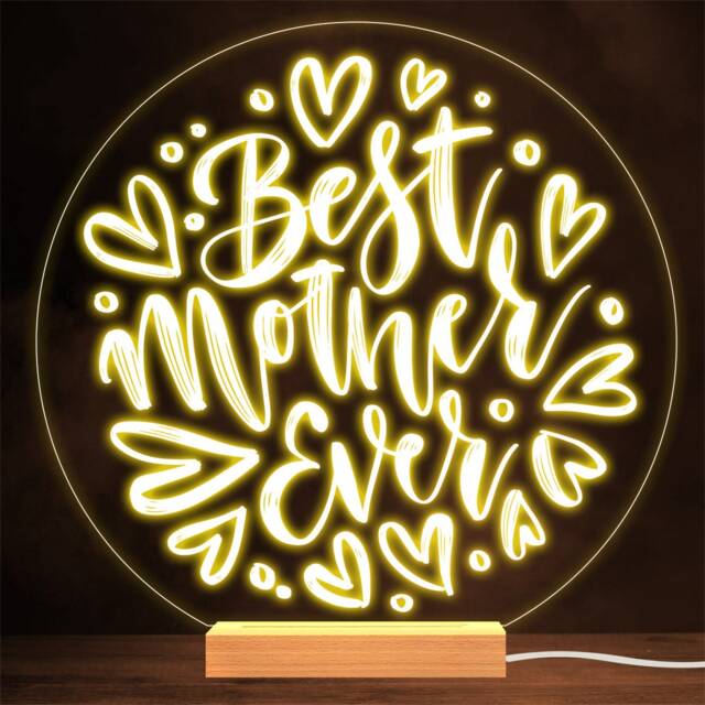 Best Mother Ever Hand Lettering Personalised Gift Lamp Night Light - image 1