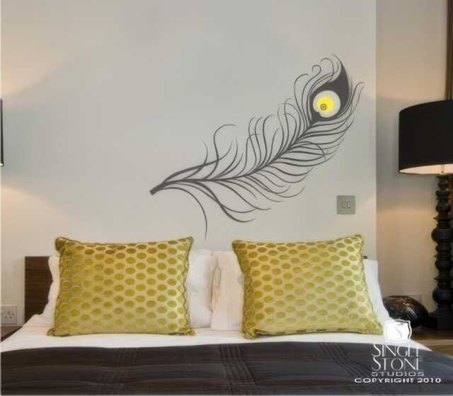Peacock Feather Wall Decal - Vinyl Art Stickers Custom Home Decor - image 1