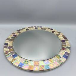 Mosaic Mirror - Hand Made Mirror, Round Glass Mosaic - Available On Order - thumbnail 1