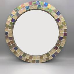 Mosaic Mirror - Hand Made Mirror, Round Glass Mosaic - Available On Order - thumbnail 2