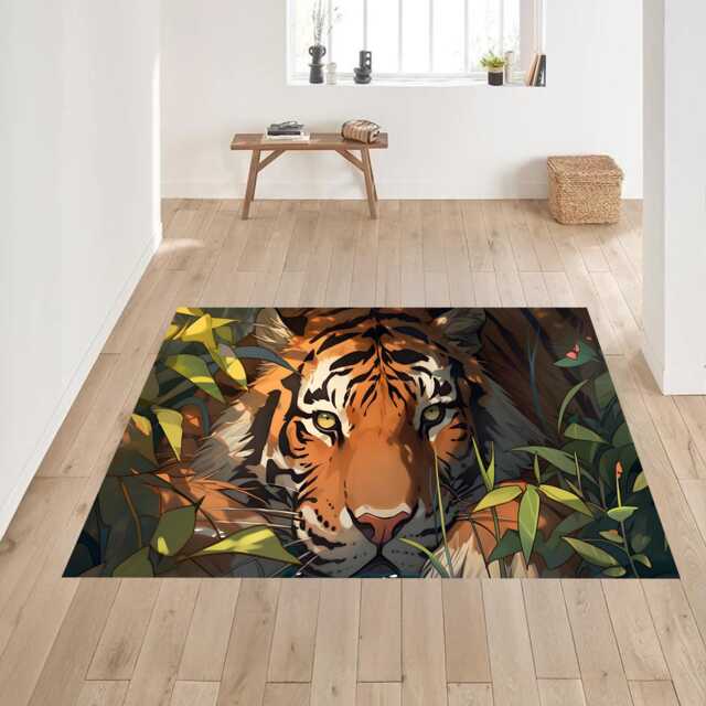 Majestic Tiger Jungle Art Rug & Tile Mat - Wildlife Nature Decor - image 1