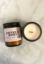 Coffee & Books Candle - Cozy Book Lover Espresso, Cocoa, Caramel Scent Reading Nook Bookish Gift For Readers - thumbnail 1