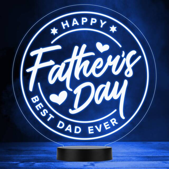 Happy Father's Day Round Hearts Best Dad Ever Led Colour Night Light - image 1