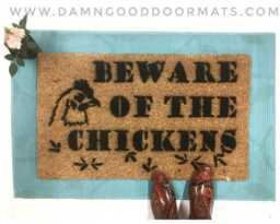 Farmhouse Chicken Doormat - Funny Backyard Hen Warning Mat