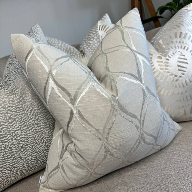 Decorative Cushion Cover, Throw Pillow Geometric Design - Beige/Greige, Double Sided Scatter Cover - image 1