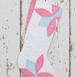 Vintage Quilt Christmas Stocking Hand-Stitched Flower Petal Design - thumbnail 2