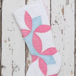 Vintage Quilt Christmas Stocking Hand-Stitched Flower Petal Design - thumbnail 4