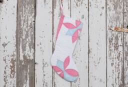 Vintage Quilt Christmas Stocking Hand-Stitched Flower Petal Design