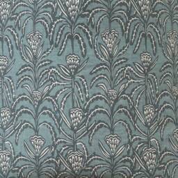 Blue Gray & Beige Floral Pillow Cover , Designer Fabric Pillow Cover - thumbnail 3