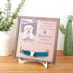 Custom Memorial Standing Frame, Memorial Pet Collar With Photo, Puppy Wood Frame Display, in Loving Memory, Pet Loss Gifts - thumbnail 2