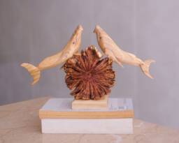 Wooden Humpback Whale Statue, Personalized, Sculpture, Handmade Decor, Figurine, Wood Carving, Burl Wood, Sea Life, Home Couple Gift - thumbnail 1
