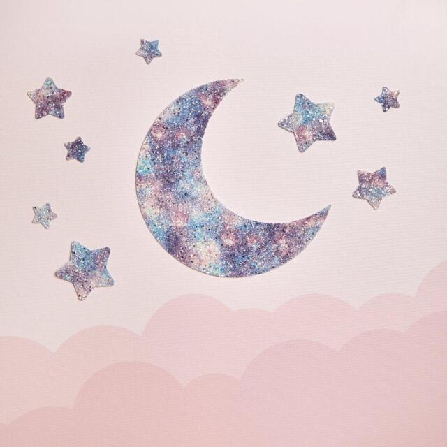 Cosmic Glitter Moon & Stars Wall Decals - Removable Stickers - image 1