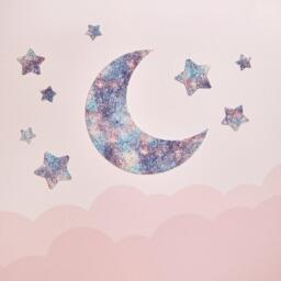 Cosmic Glitter Moon & Stars Wall Decals - Removable Stickers