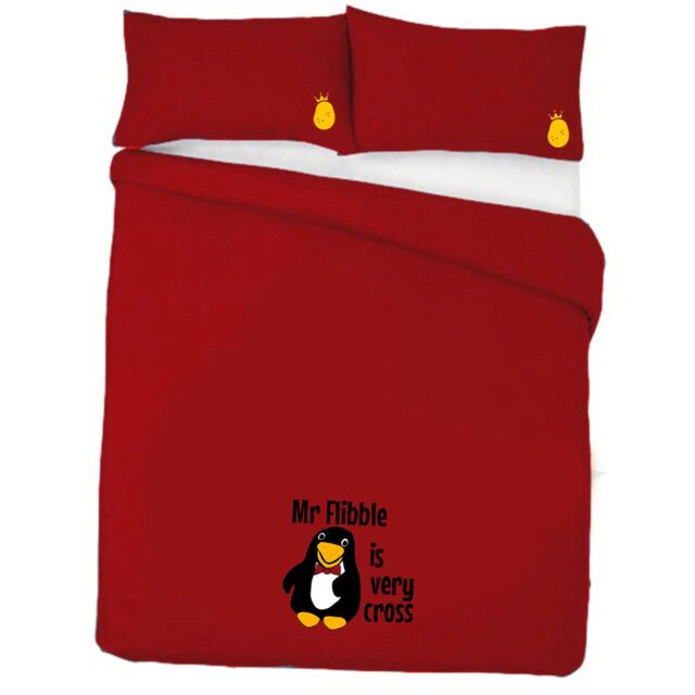 Red Mr Penguin Cross Bedding Duvet Set Double - image 1