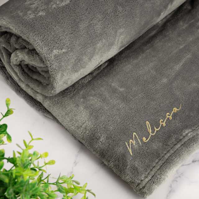 Embroidered Blanket Custom Name Date Personalised Fleece For Him Her Couples Gift - image 1
