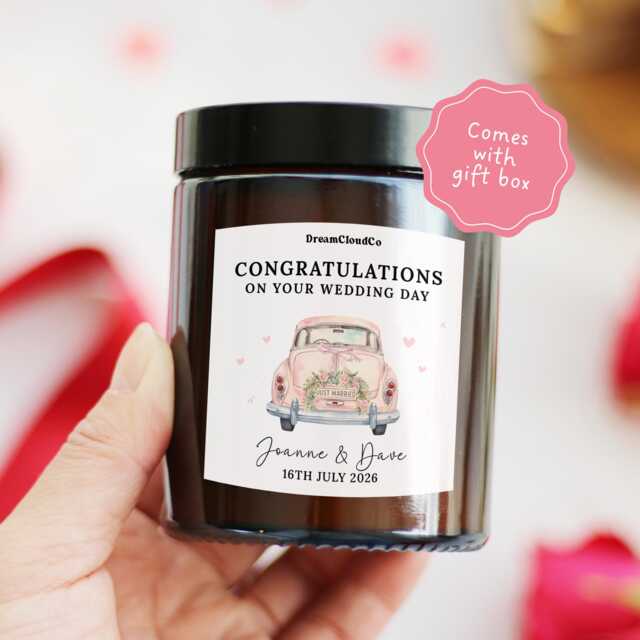 Wedding Gift For Couple Friend Personalized Candle With Custom Names - Congratulations On Your Day Bride & Groom - image 1