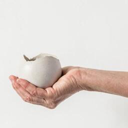 White Round Ceramic Votive Candle Holder - Egg-Shaped Bowl - thumbnail 3
